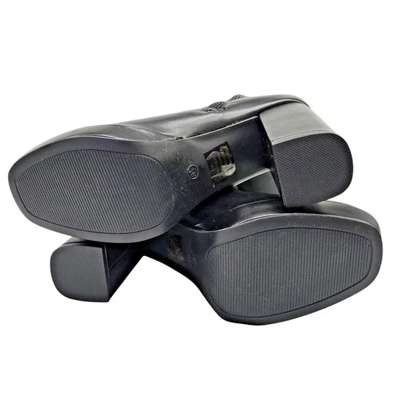 Mia Gavi Leather Boots Women's Size 8.5 Block Heel and Platform Black Modern NEW - Picture 8 of 9